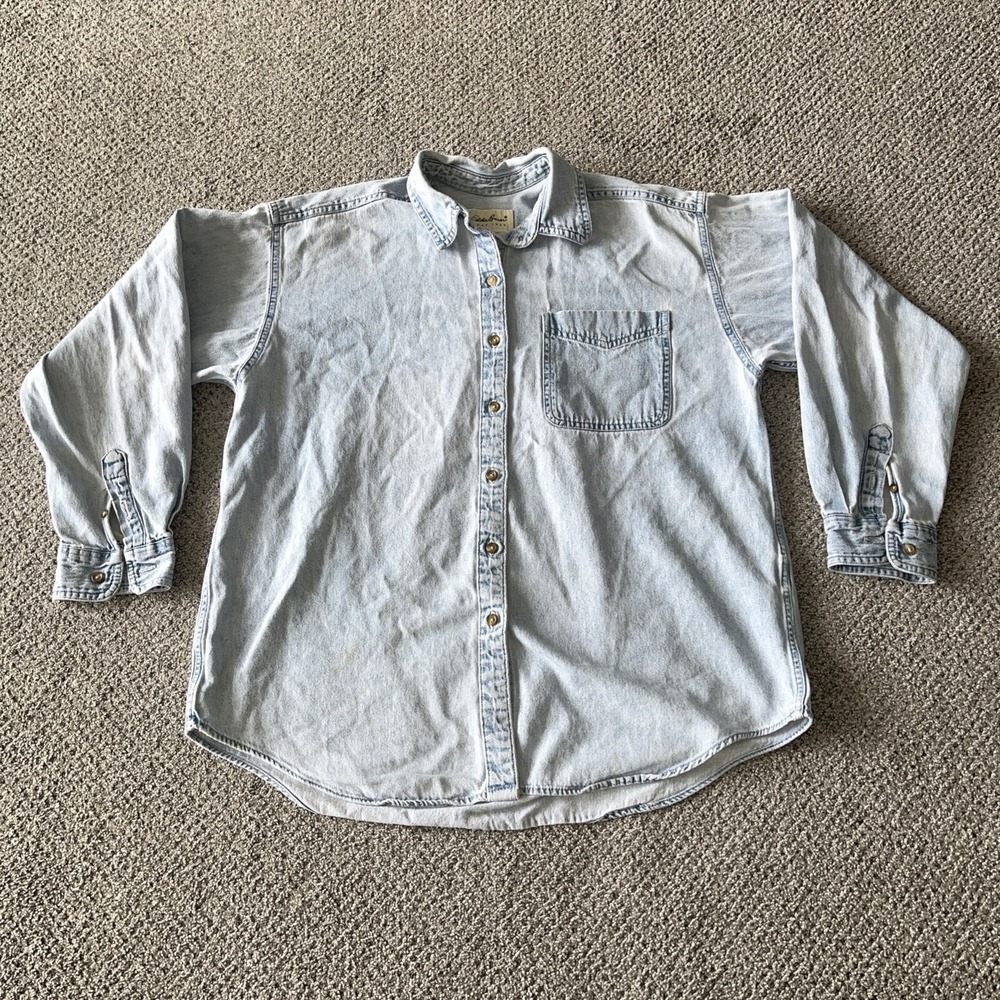Vintage Women's Eddie Bauer Broken In Denim Shirt. Large. Cotton